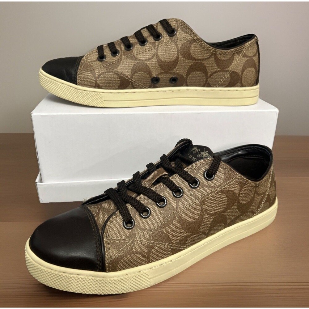 Coach Parkway Signature Canvas Sneakers Women’s Size US 8B Brown Tan Low Top